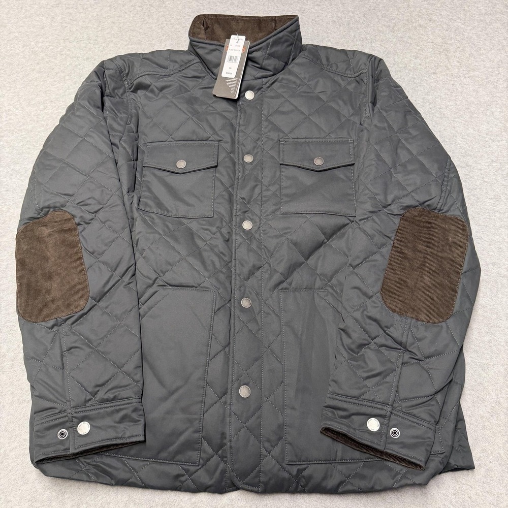 Brooks Brothers Jacket Mens 2XL Gray Quilted Thermore Snap Front Insulated